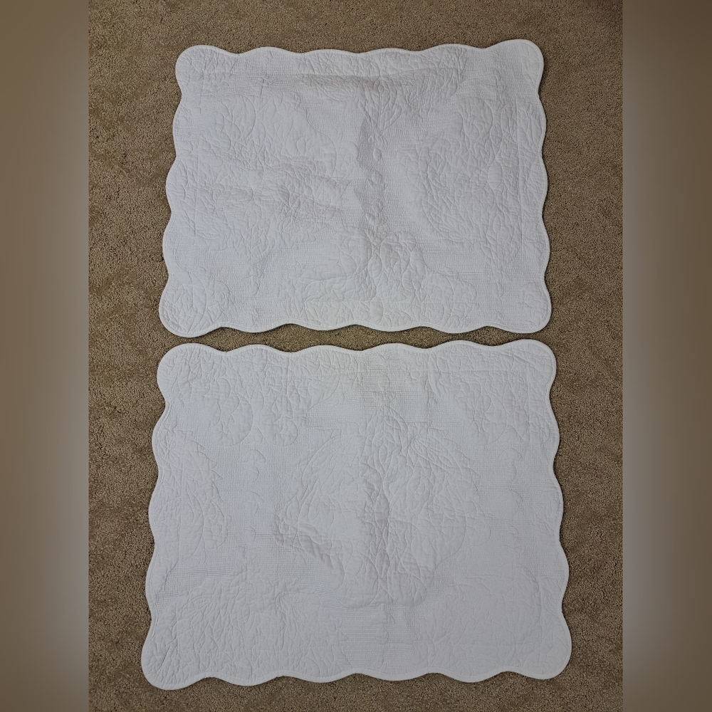 Better Homes And Gardens White Cotton Fabric QUILTED Pillow SHAMS, Cottage